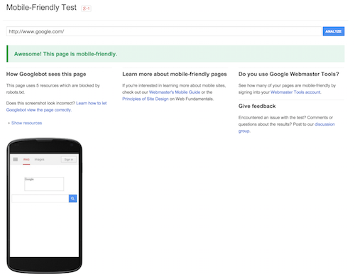 Google check Mobile Friendly